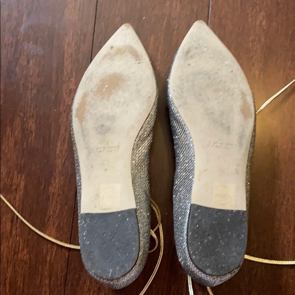 Jcrew Glitter Lace Up Flats. Size 8.5. - Picture 3 of 6